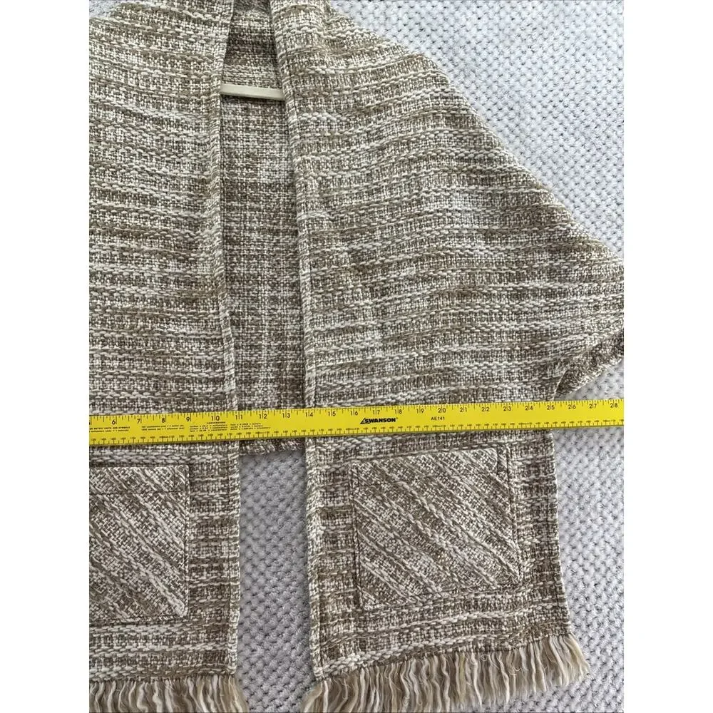 Boyne Vallley Weavers Shawl Handcrafted Ireland Women Brown Woven Fringe Pocket
